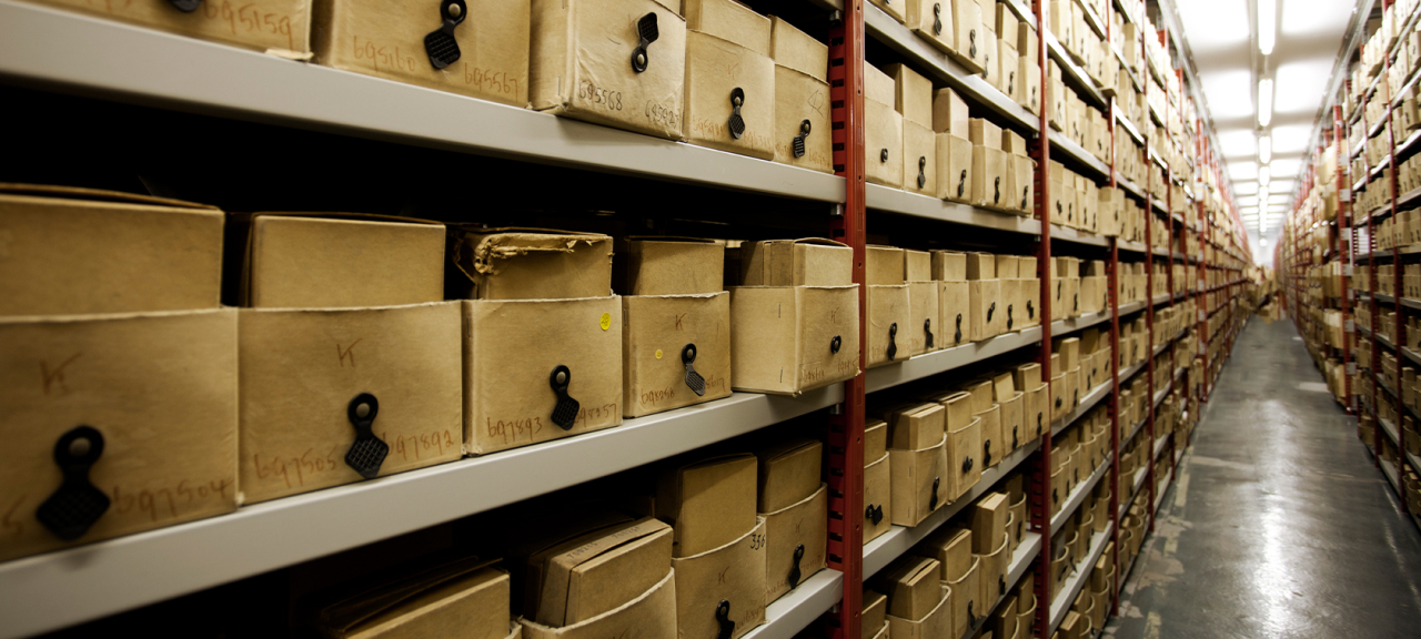 Shelving full of Archival Boxes.