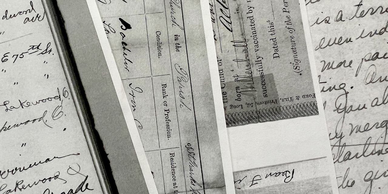 Old certificates in greyscale.