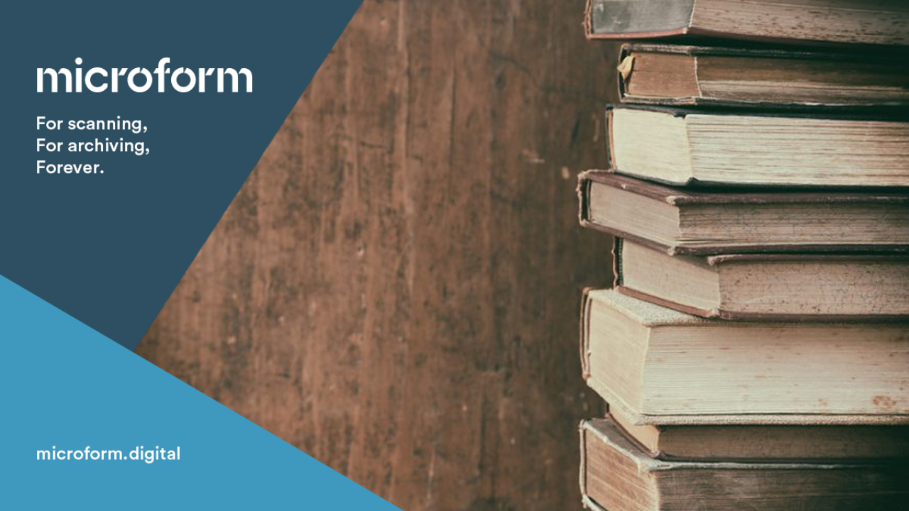 Microform Branding - Stack of old books.