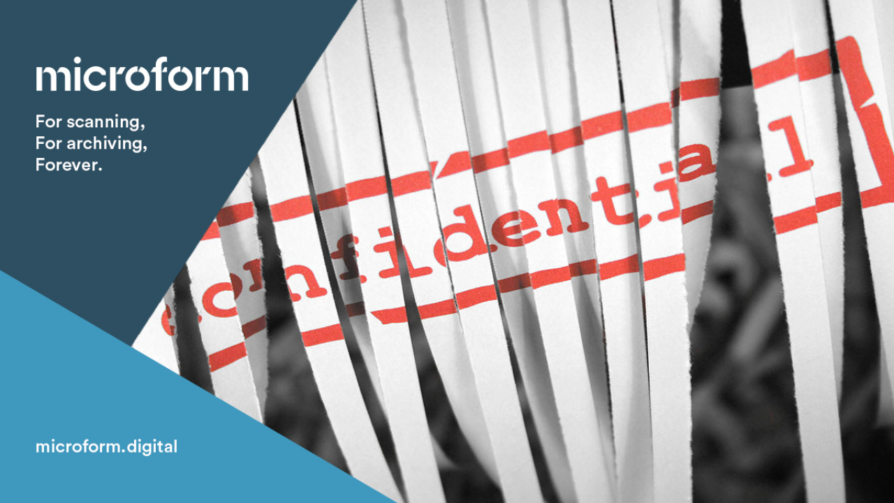 Microform Branding - Shredded paper with word confidential.