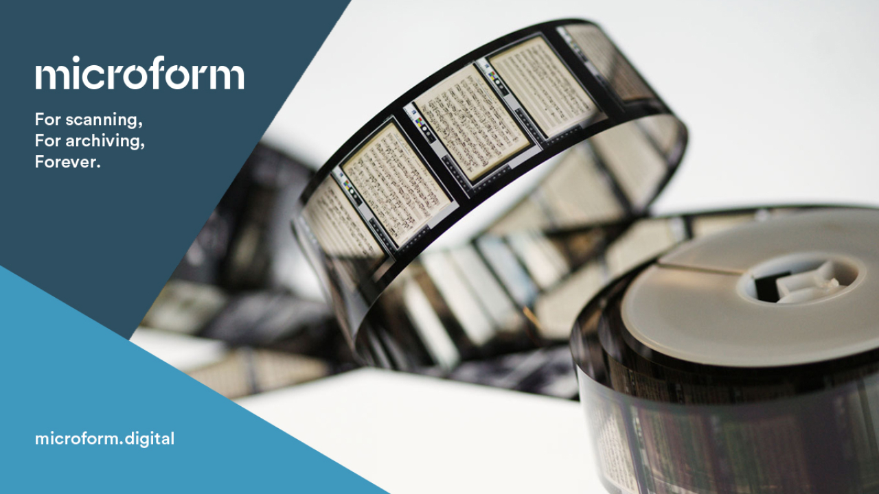 Microform Branding - Microfiche on a roll and spool.